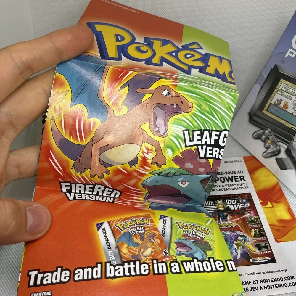 Pokemon Fire Red Leaf Green Game Boy Advance Promo Poster + Nintendo Powr Insert